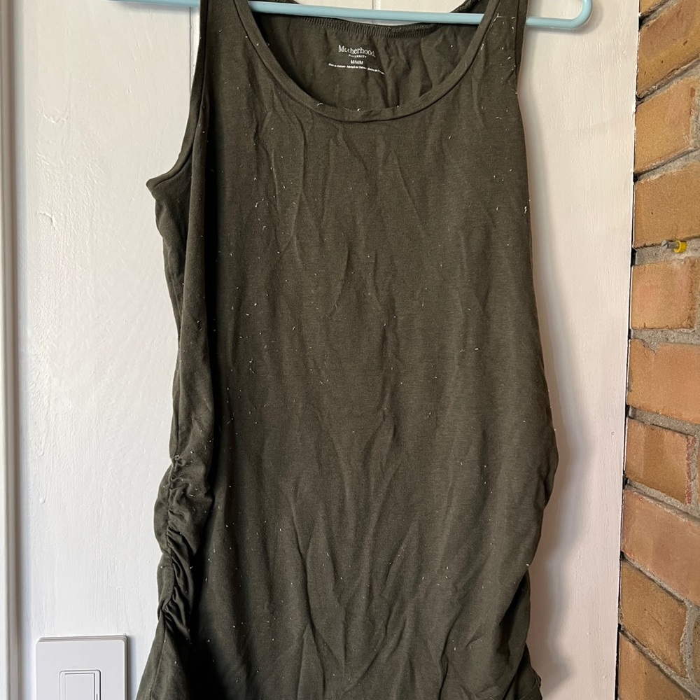 Olive green scoop neck maternity tank top